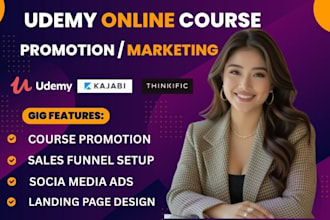 promote your udemy, kajabi or thinkific online course for more sales