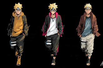draw you or your oc in naruto boruto style drawing