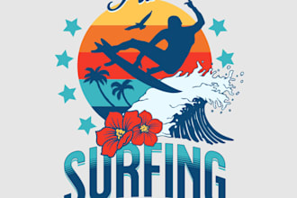 design a surfing waves of the ocean t shirt for summer