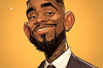 do cartoon caricature digital painting of photo