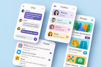 build a flutter community app, with realtime chat posts groups and profiles