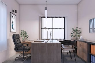 reinvent 3d advocate office interior, furniture relayout,modern workspace render