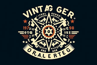 vintage, emblem, sticker, patch, and badge logo for your brand with t shirt desi