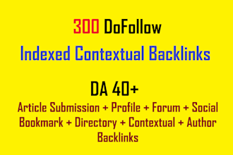 do 300 dofollow nofollow indexed contextual backlinks da 40