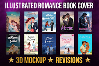 design a custom illustrated romance book cover