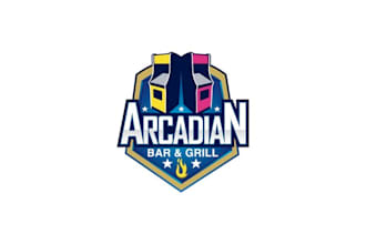 design professional arcade bar grill logo