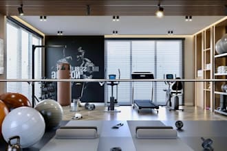 remodel 3d interior gym center, workout render, yoga space,fitness center,layout