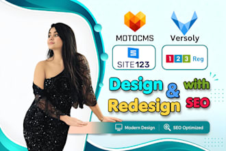 design or redesign website on site123, motocms, versoly, 123 reg with SEO