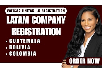 set up latam company, SAS reg, vat reg, and business docs fast