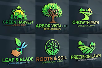 do modern tree care,grass trimming, lawn care, landscape logo for your business