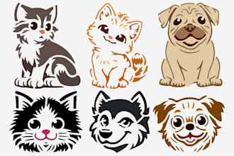 draw custom pet portrait in line art vector illustration for your 24 hour