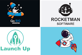 design a astronaut galaxy planet space rocket logo