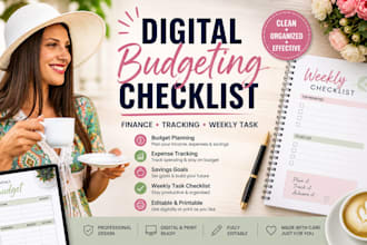 create digital budgeting checklist, finance, tracking, weekly task checklist