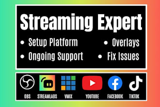 professionally setup and fix obs, streamlabs, vmix for twitch, youtube streaming