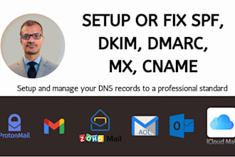 setup or fix spf, dkim, dmarc, mx, cname and dns records for your domain email