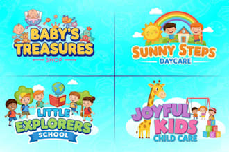 design modern baby shop, child care, day care, school and kids logo