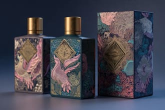 cosmetic packaging design, bottle label design, box