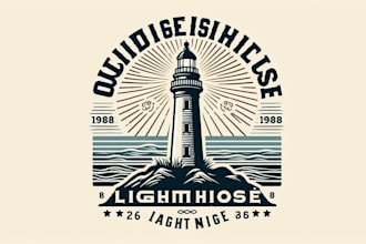 deaign a vintage lighthouse logo t shirt design