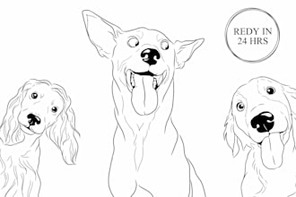 create custom pet line art vector of your dog, cat, or any pet