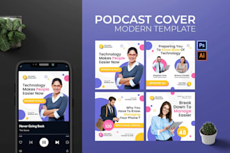 design modern podcast cover art for spotify, apple podcasts and youtube