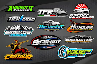 do car racing and automotive business logo with brand identity design