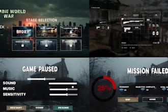 design stunning user interface, menus, hud, buttons in unity, unreal engine