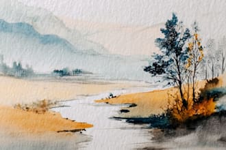 make watercolor landscape design
