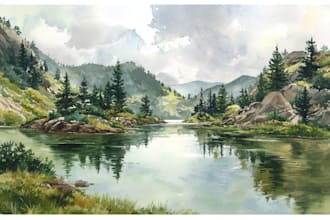 draw a watercolor landscape illustration