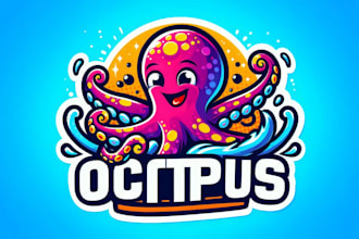 do octopus water style mascot logo with express delivery