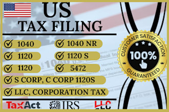 do US tax filing 1120, 1065, 5472, 1040, llc business tax returns and sales tax