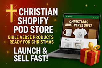 design a christian shopify pod store with bible verse gifts for christmas