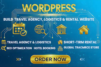 design wordpress travel agency logistic tracking hotel booking rental website