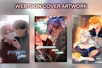 draw webtoon cover light novel anime manhwa shonen book cover novel cover