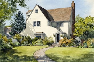 draw original watercolor landscape or architecture art