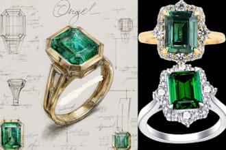 pencil sketch your jewelry design 3d cad ring sketch 3d jewelry sketch pendants
