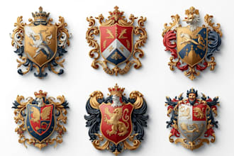 do custom coat of arms, heraldic and family crest logo