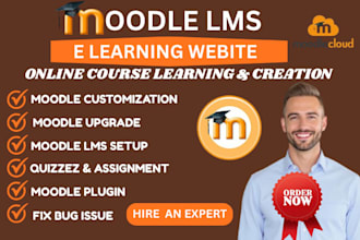 install,  moodle lms customize ,  upgrade, with course and quizzes setup
