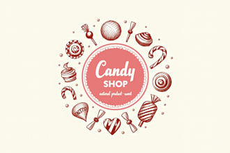 make eye catching candy shop sketch logo