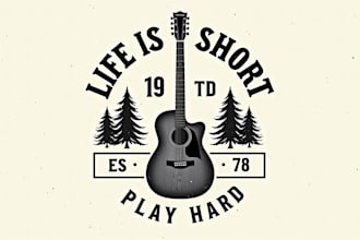 design awesome forest guitar logo