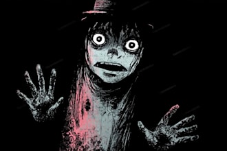 create horror, dark, gore comics or manga illustration