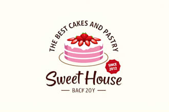 design high quality strawberry cake logo