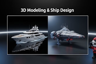 design ship, yacht boat starship, scifi 3d character modelling, 3d mascot