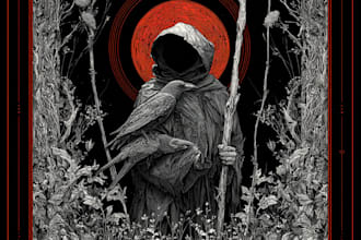 draw horror and gothic line art illustrations