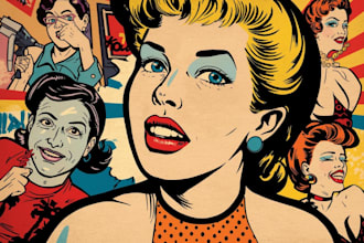 draw a cartoon illustration and pop art style