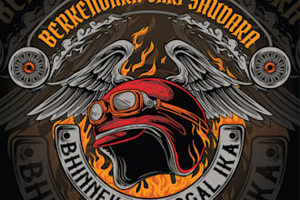 create a badass biker illustration for your t shirt design