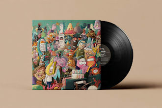hand draw a cartoon album cover for you