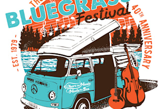 design a vintage bluegrass festival t shirt illustration