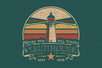 deaign a vintage lighthouse logo t shirt design