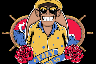design a crazy monkey animal illustration for your t shirt