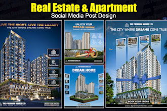 design premium real estate or apartment ads, flyers and social media post